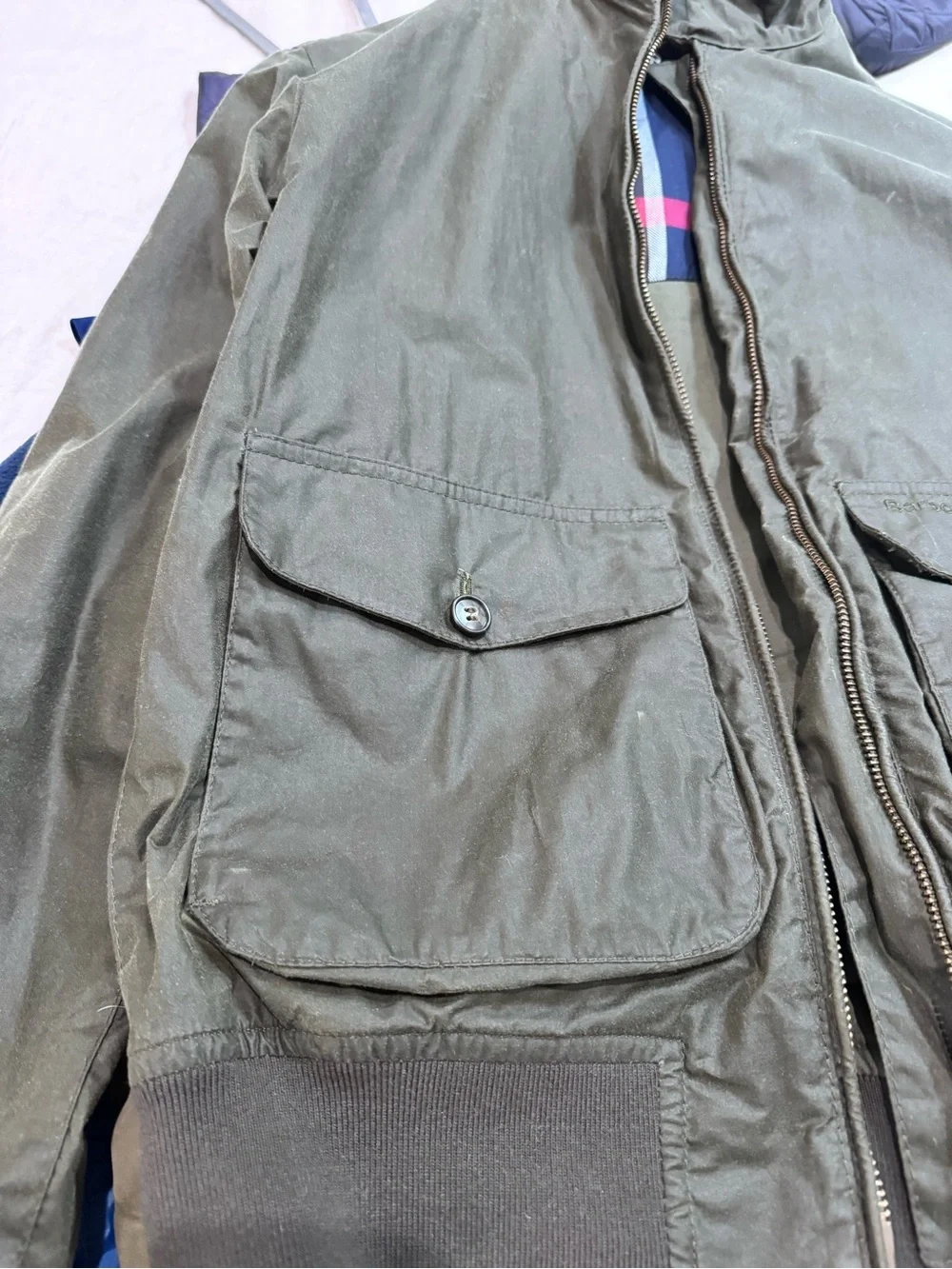 Barbour X J Crew lightweight waxed cotton bomber jacket